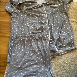 Gray Star Print Pajama Set